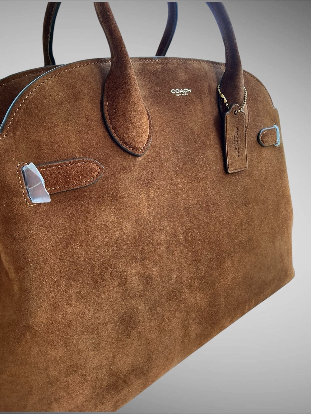 NWT Coach Soft Empire Carryall 40 Warm Brown Suede Leather Laptop Bag CBN42 - Picture 6 of 15